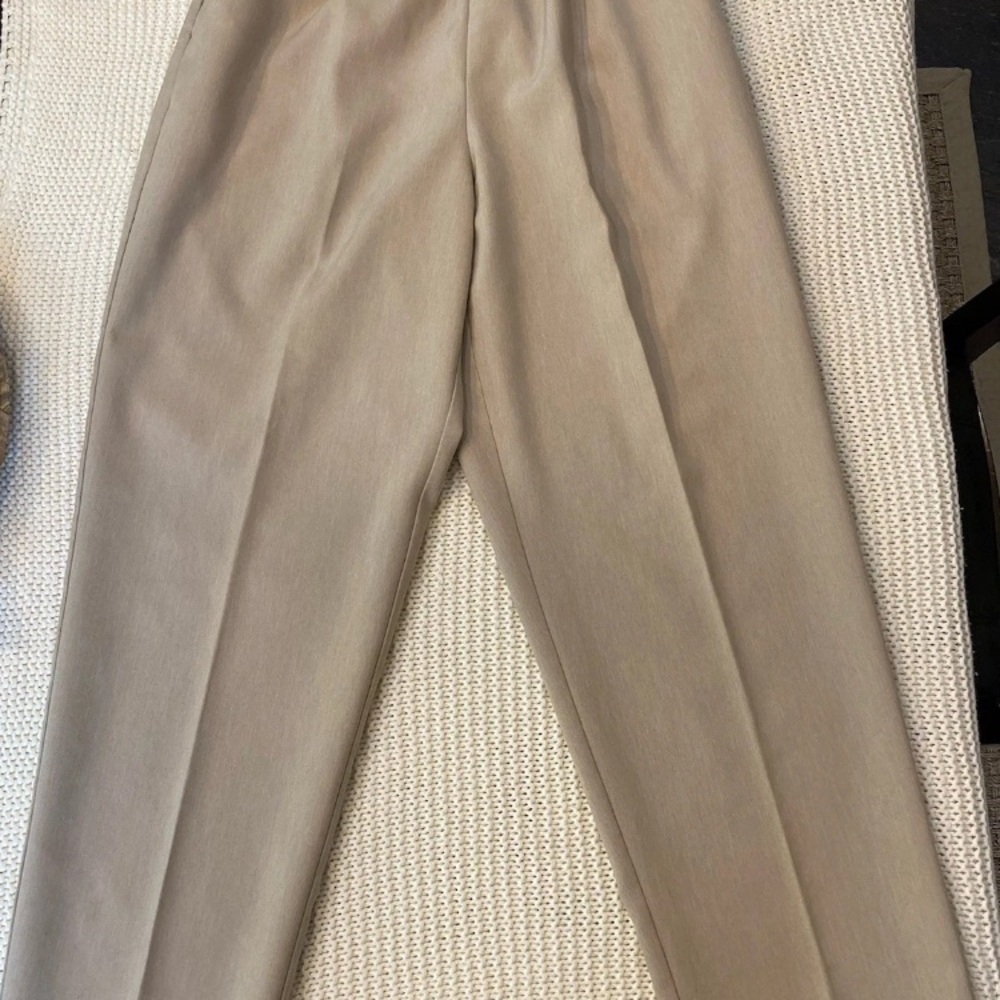Alfred Dunner Classic Polyester Pull-on Lite Tan Pants Grannycore Slacks Size 14